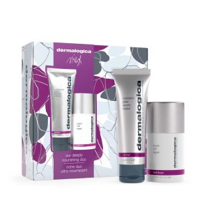 Deeply Nourishing Duo 3QT Angle with products Dermalogica x Marleigh Culver YEP21