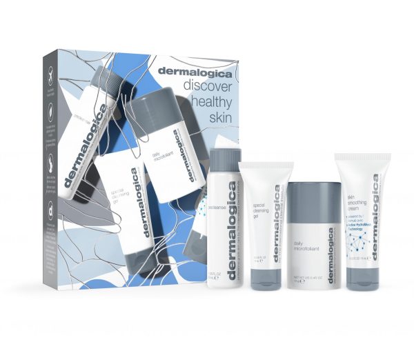 Discover Healthy Skin 3QT Angle with products Dermalogica x Marleigh Culver YEP21